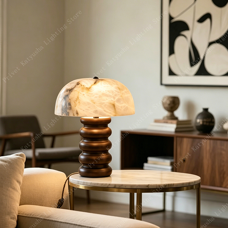 Mushroom Table Lamp - Retro Alabaster Mushroom Table Lamp, Home