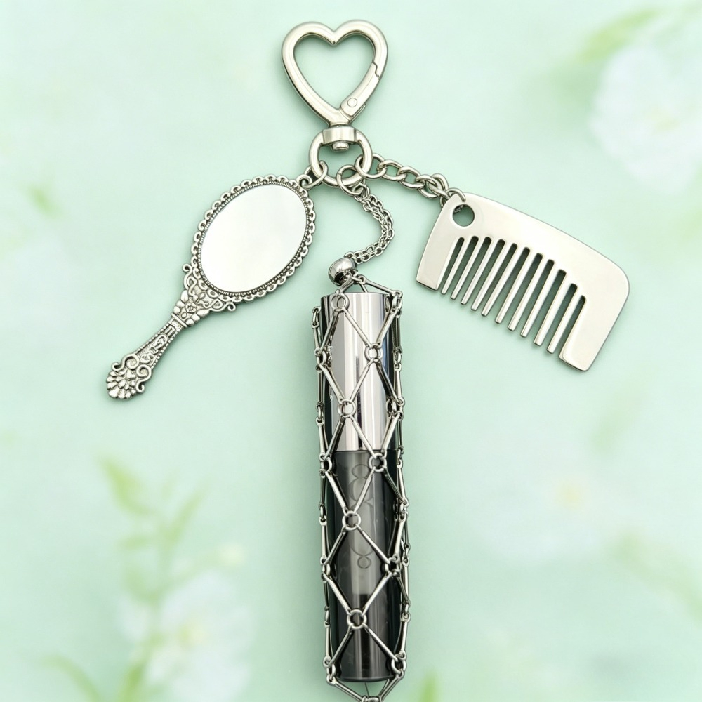 Pendant Light Shade - Vintage Metal Mesh Lipstick Bag Keychain
