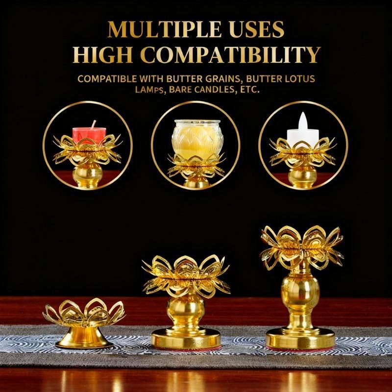 Lighting Decoration For Diwali - 2Pcs Holder Lotus Gold Diwali Diya