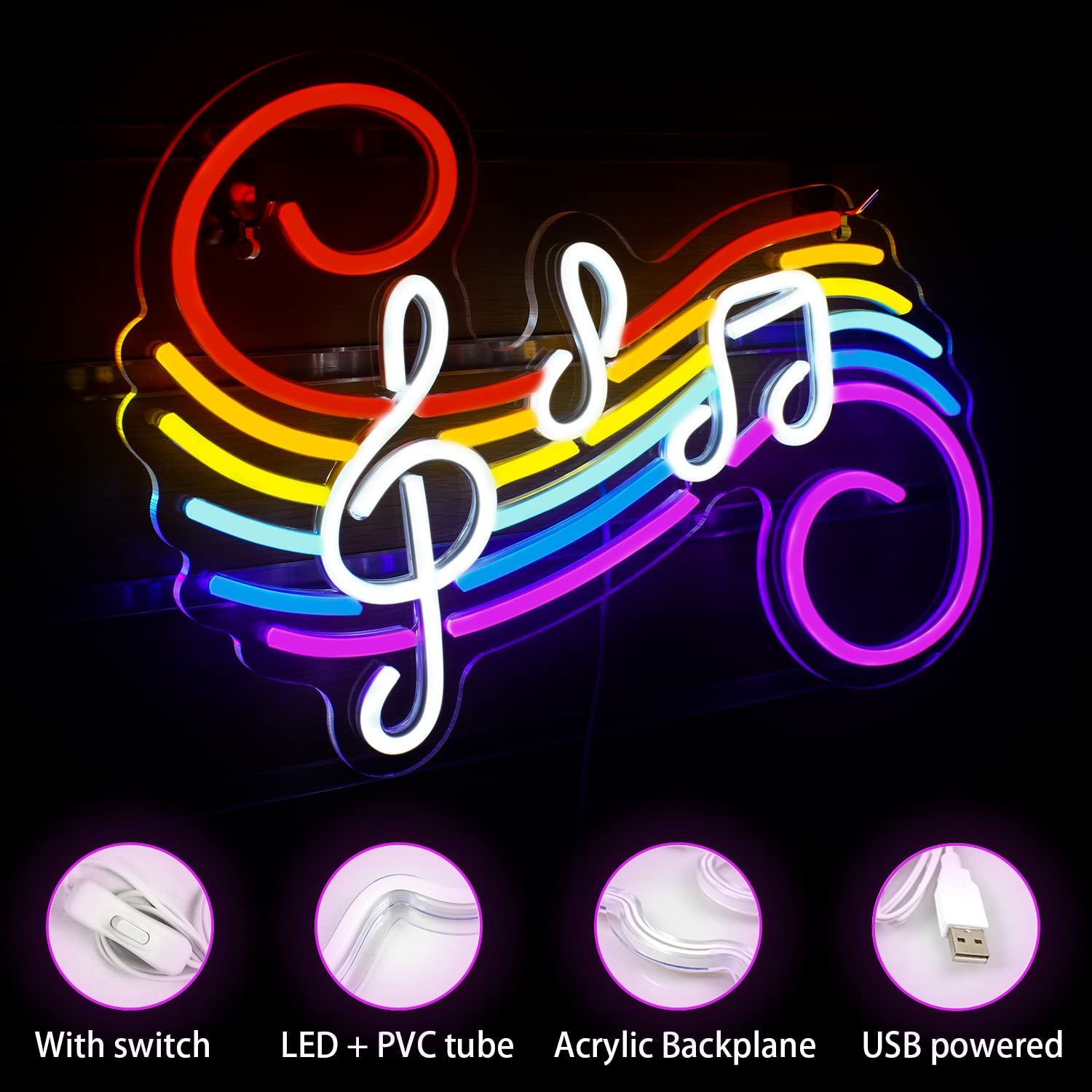Music Notes Neon Sign Customiz - đánh giá và giá Lighting Decor For Wedding