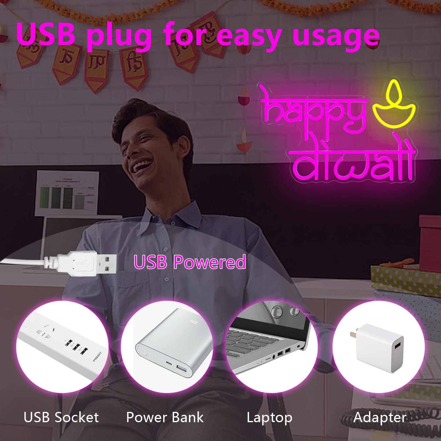 Happy Diwali Neon Sign USB Pow - đánh giá và giá Lighting Decoration For Diwali