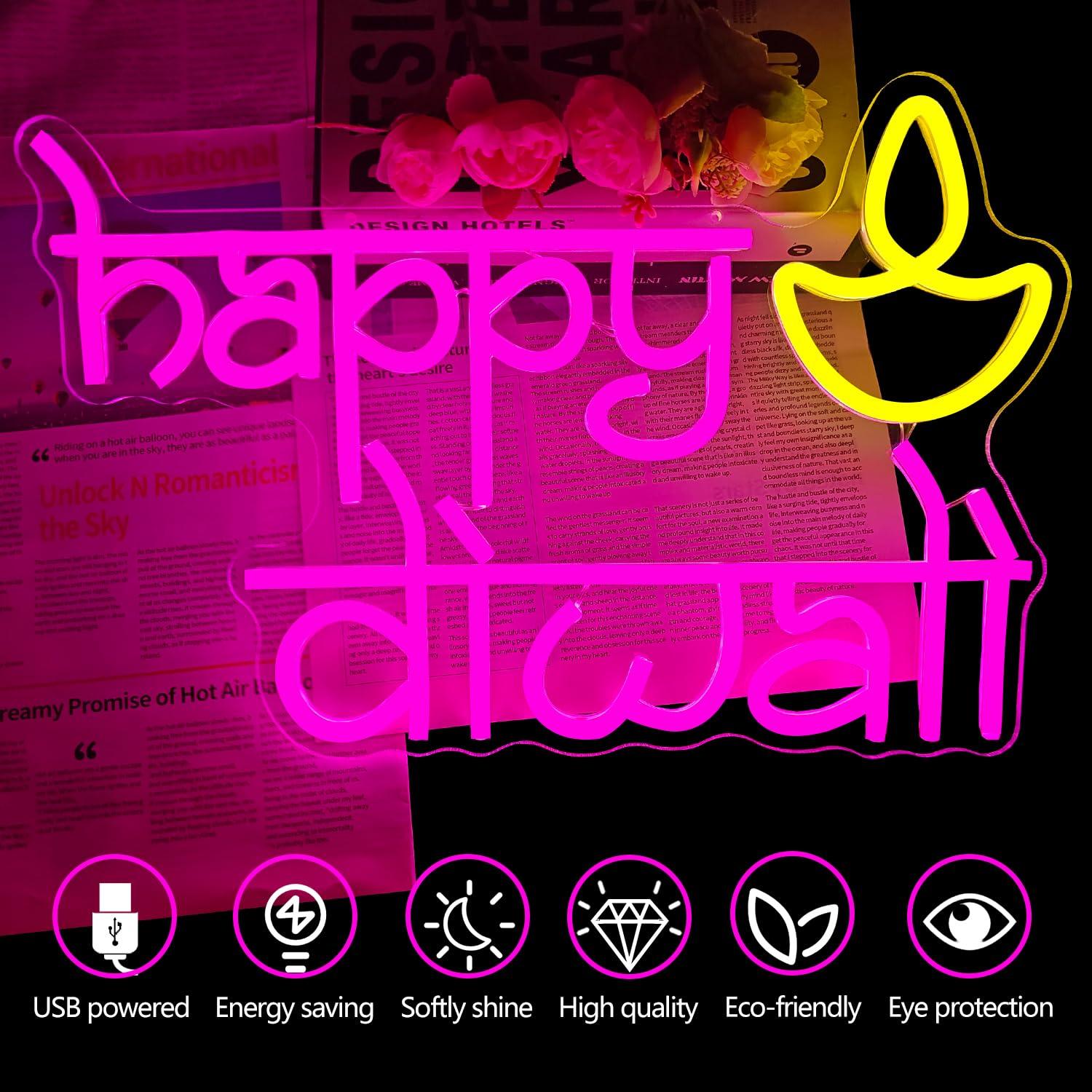 Happy Diwali Neon Sign USB Pow - đánh giá và giá Lighting Decoration For Diwali