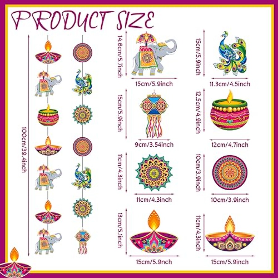 8 Pcs Happy Diwali Hanging Dec - đánh giá và giá Lighting Decoration For Diwali
