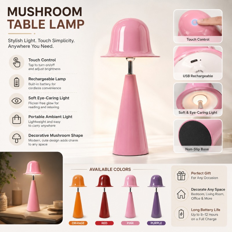 Modern Creative Mushroom Table - đánh giá và giá Mushroom Table Lamp