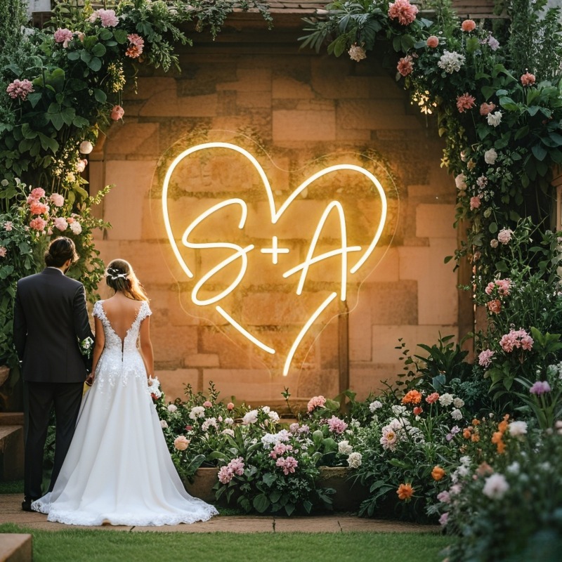 Custom Initials Heart LED Neon - đánh giá và giá Lighting Decor For Wedding