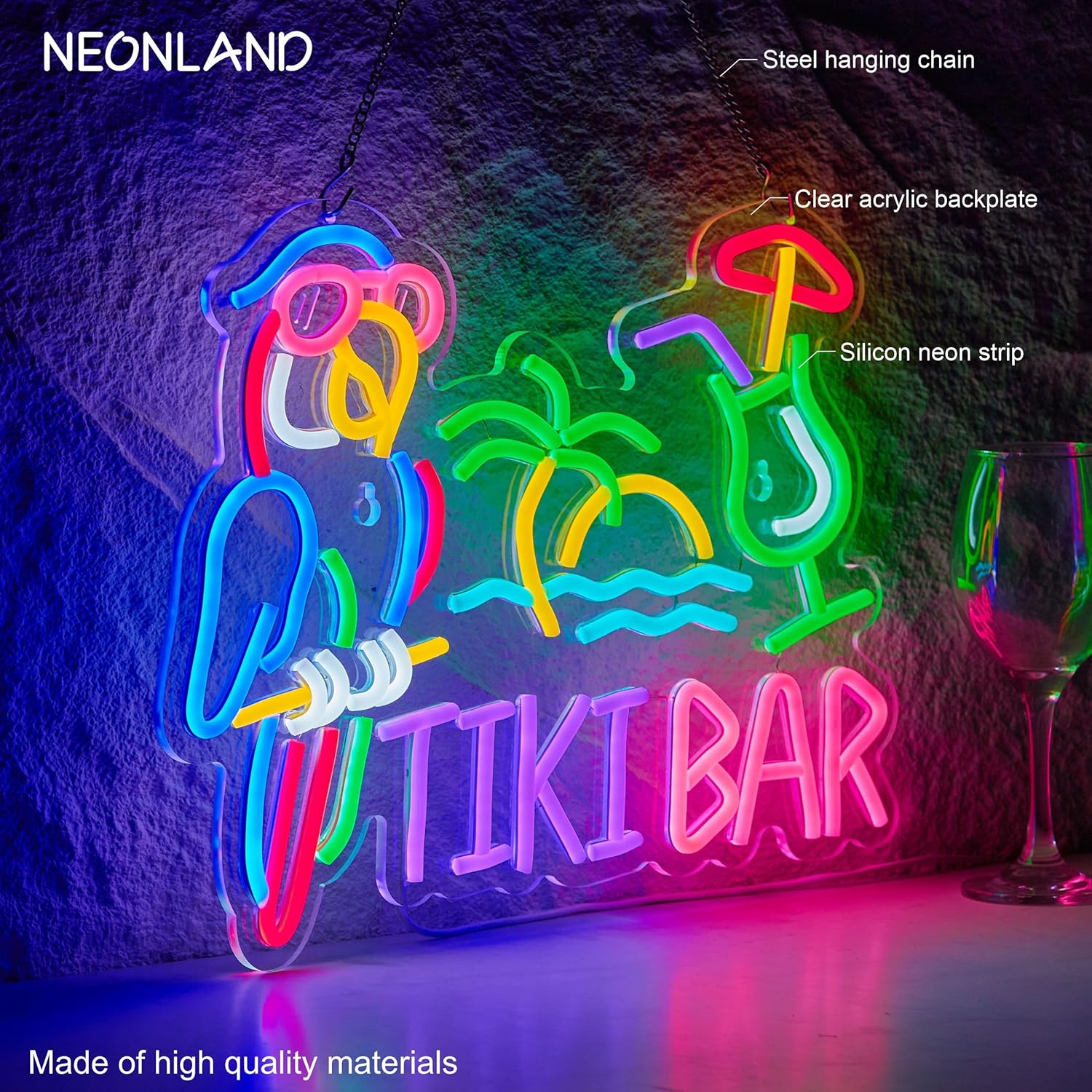 Tiki Bar Parrot Palm Tree Neon - đánh giá và giá Led Lighting Wall Decor