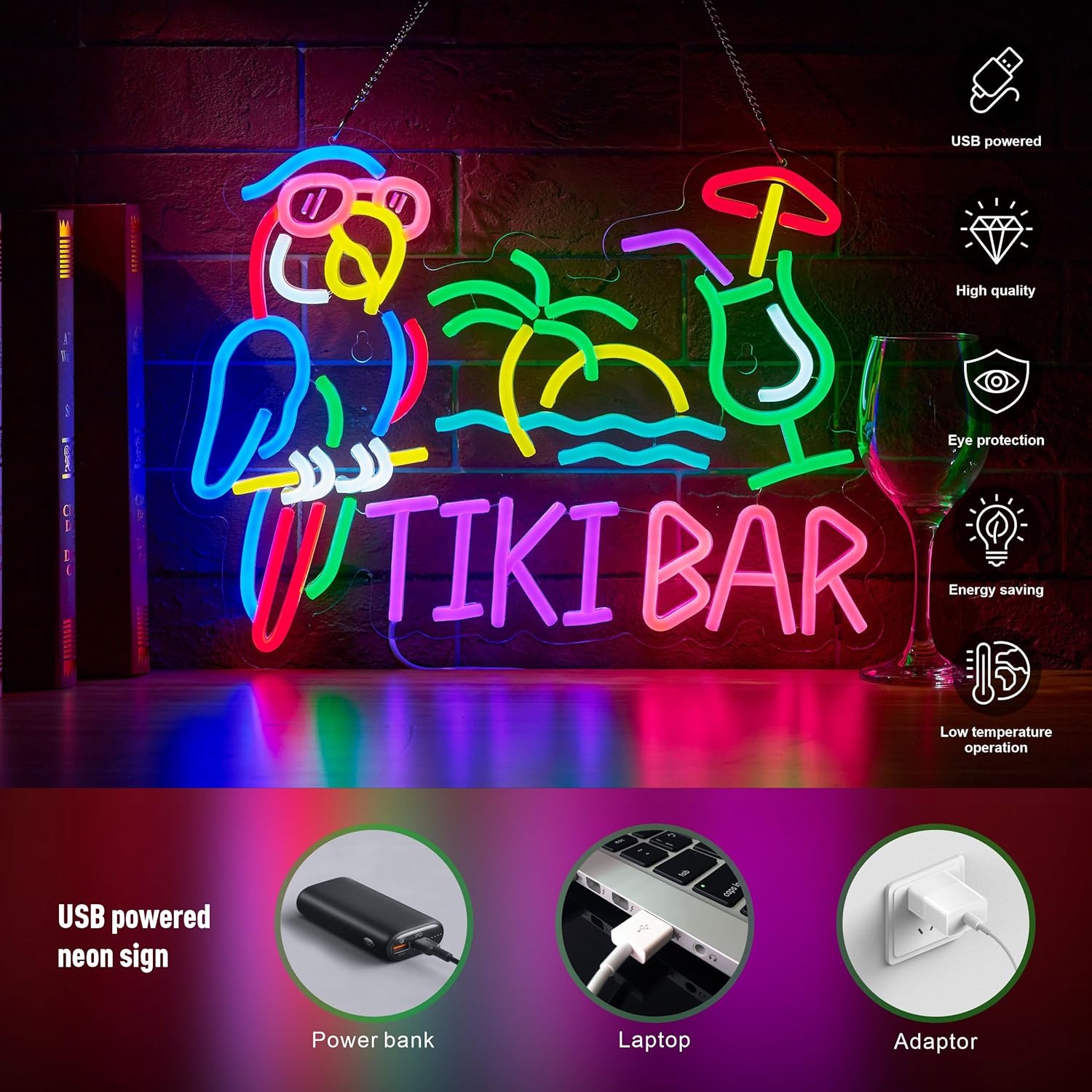 Tiki Bar Parrot Palm Tree Neon - đánh giá và giá Led Lighting Wall Decor