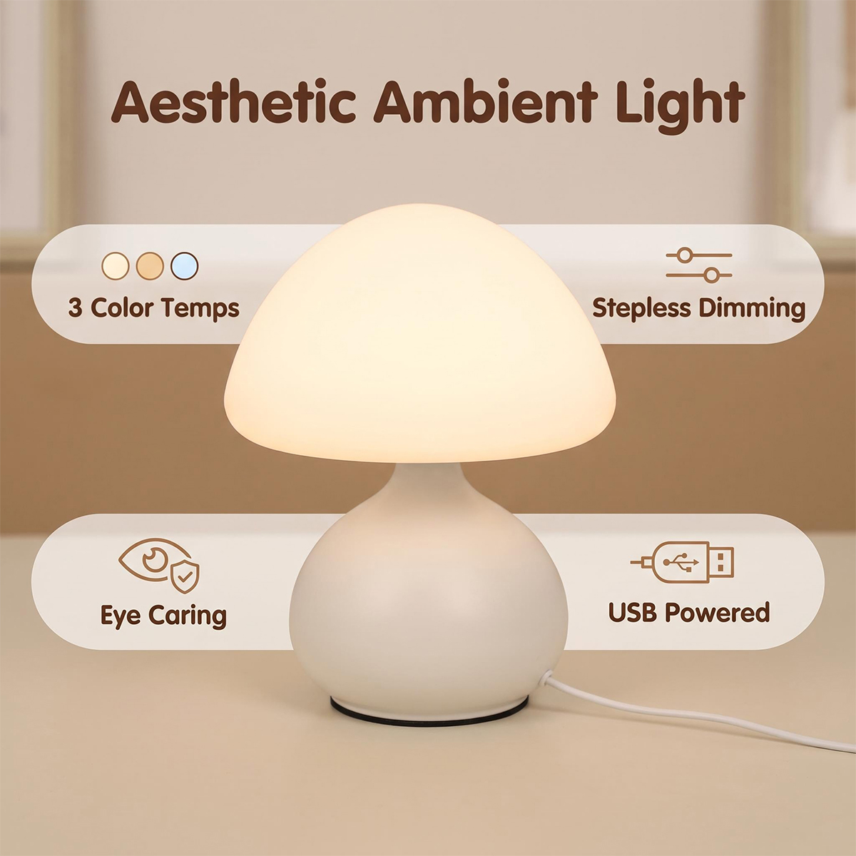 Mini Mushroom Bedside Lamp Tou - đánh giá và giá Mushroom Table Lamp