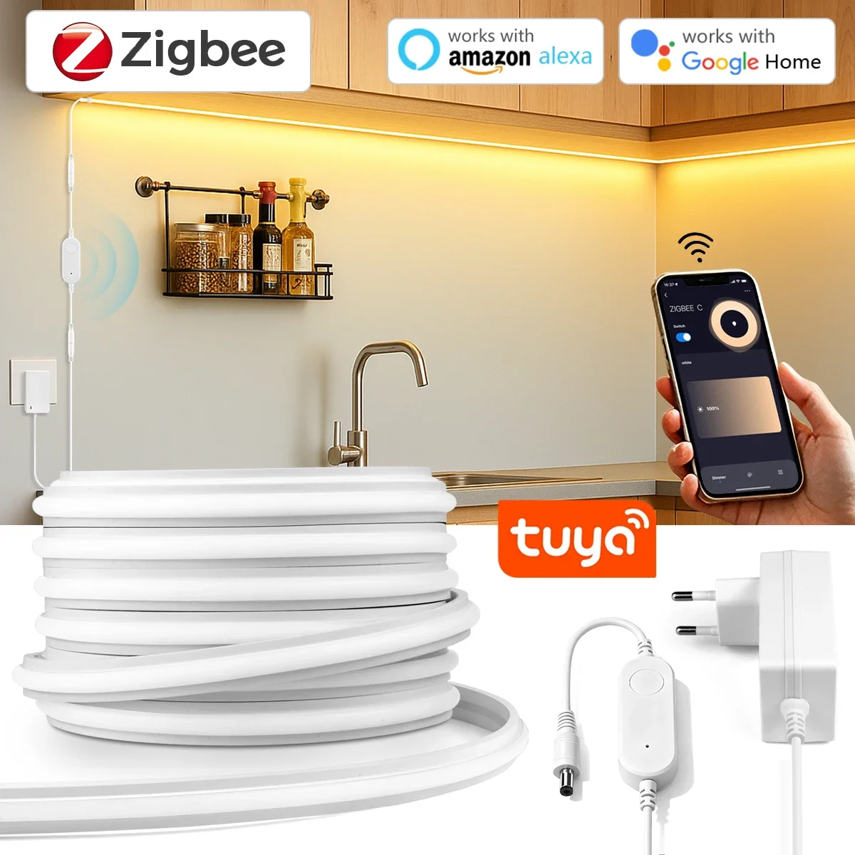 Zigbee 3.0 24V Neon LED Strip  - đánh giá và giá Kitchen Decor Lighting
