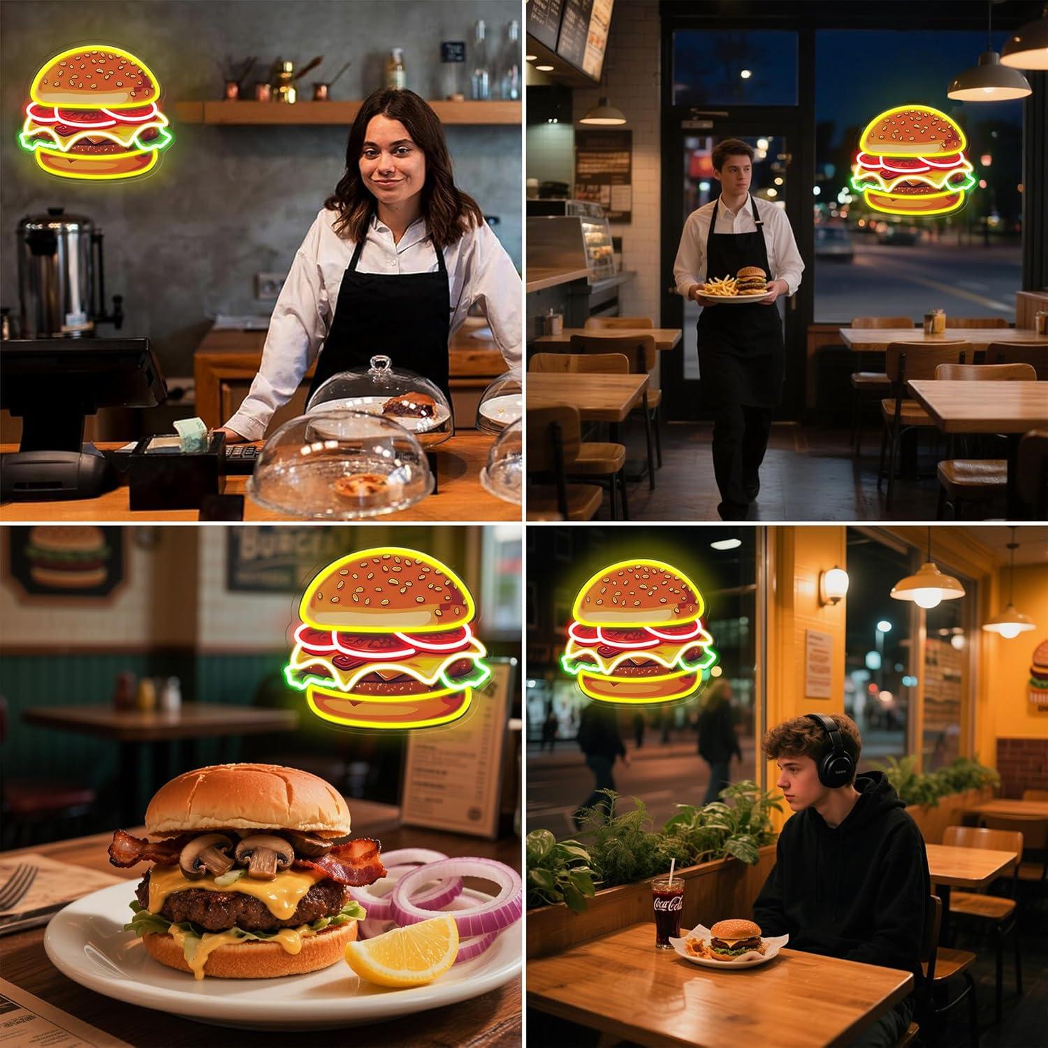 Burger Neon Sign LED Hamburger - đánh giá và giá Kitchen Decor Lighting
